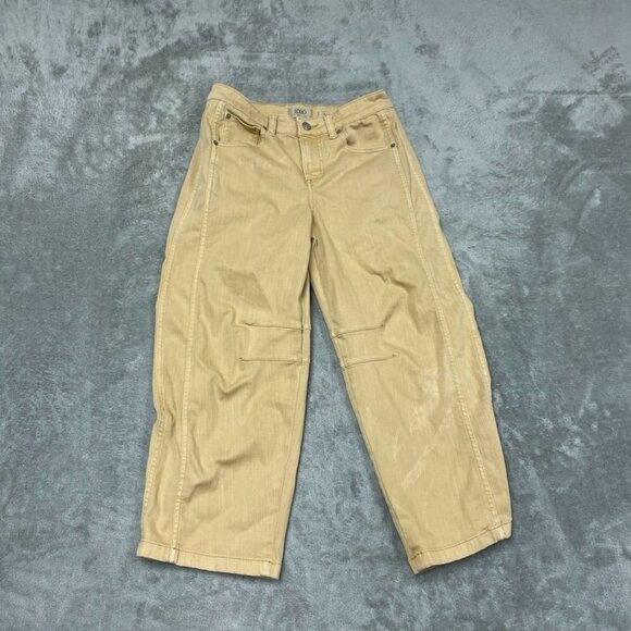 Lori Goldstein Logo Barrel Beige Womens Pants Size 6P Cropped *flaw* a0564 - Picture 1 of 12